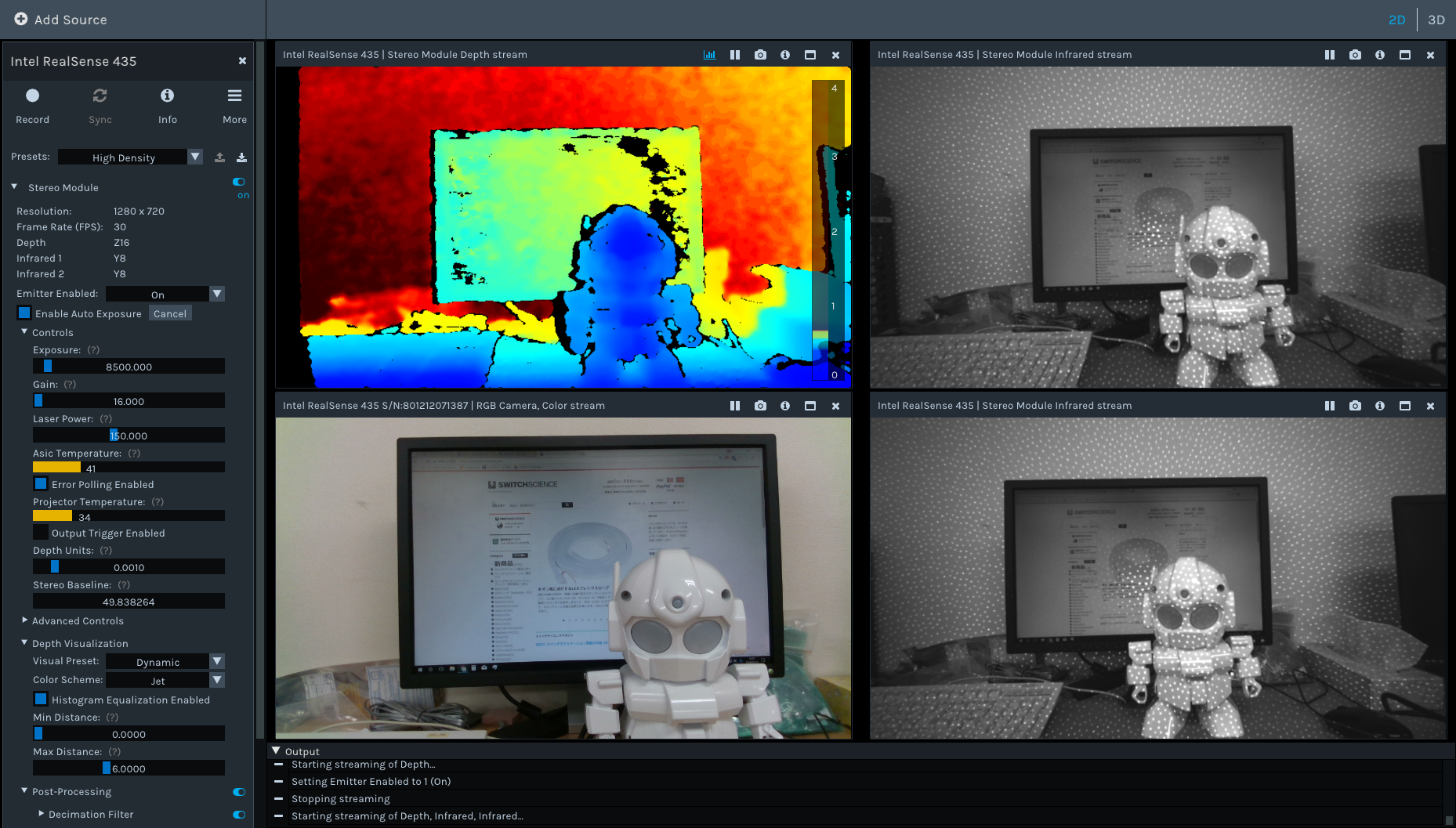 ウェブカメラ　Intel RealSense Depth Camera